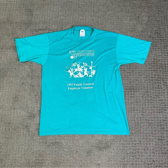 Vtg 90s Jerzees 390 T-Shirt L University Hospital Hamilton NJ 50/50 Blend USA - Picture 1 of 13